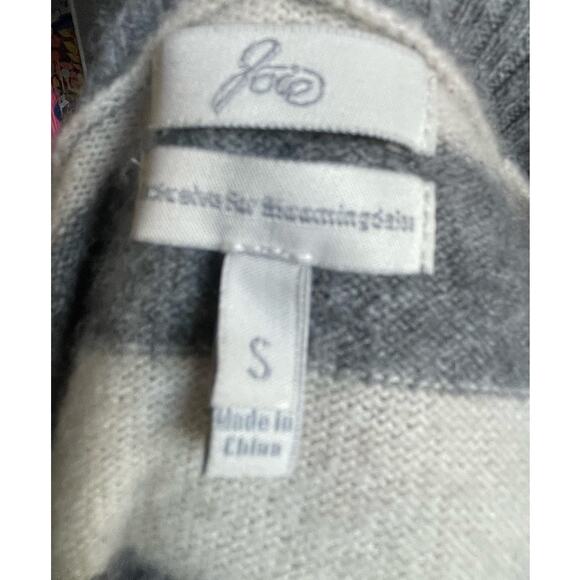 Joie for Bloomingdales 100% Cashmere Gray & White Stripe Hooded Sweater Small - Picture 5 of 6